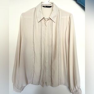 Zara Women’s Cream Casual Button-Down Shirt